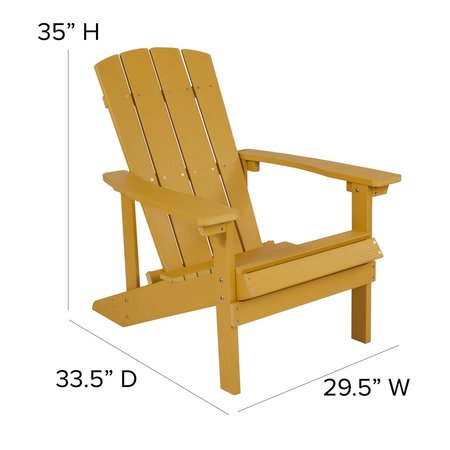 Flash Furniture Yellow Adirondack Chairs with Cream Cushions, 2PK 2-JJ-C14501-CSNCR-YLW-GG